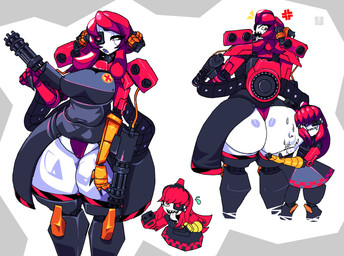 ammo_belt before_and_after big_breasts big_butt black_body bodily_fluids bottomwear breasts butt claws clothing cross-popping_vein drooling duo explosives eyelashes face_against_ass fangs female female/female female_humanoid front_view gatling_gun glistening glistening_butt grenade gun gun_arm hair hug huge_butt huge_hips hugging_another hugging_butt humanoidized larger_female larger_humanoid light long_hair machine machine_gun minigun multicolored_body multiple_angles narrowed_eyes not_furry orange_body panties pseudo_clothing pseudo_hair ranged_weapon rear_view red_body red_hair robot_eyes rocket_launcher saliva saliva_on_butt sharp_teeth short_hair size_difference skirt smaller_female smaller_humanoid smile teeth thick_thighs tongue tongue_out underwear weapon weapon_arm wide_hips yellow_body yellow_eyes shaketxd team_fortress_2 valve mimi_sentry senthia sentry_gun_(team_fortress_2) humanoid robot robot_humanoid 2026 absurd_res digital_drawing_(artwork) digital_media_(artwork) hi_res