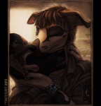 canine clothed clothing couple cuddling cute dog eyes_closed fighterjet gay hair hug hybrid inside love male mates nuzzle open_mouth police shirt smile uniform watch
Rating: Safe
Score: 7
User: GearOtter
Date: March 21, 2013