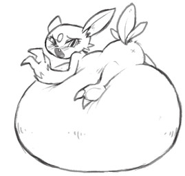 anthro anus belly big_belly blush butt claws feral huge_belly hyper hyper_belly inflation lying lying_on_self on_front open_mouth simple_background solo white_background x_anus molaveda nintendo pokemon generation_2_pokemon pokemon_(species) sneasel 2017 monochrome
