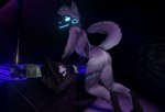 anthro butt clothing fur machine male money nude pole presenting presenting_hindquarters solo tail undressed white_body white_fur protogenpal c1oudy_protogen protogen 3d_(artwork) digital_media_(artwork) hi_res