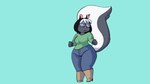 anthro big_butt bottomwear butt clothing denim denim_bottomwear denim_clothing ear_piercing ear_ring female jeans pants piercing presenting presenting_hindquarters raised_tail ring_piercing slightly_chubby slightly_chubby_female solo tail threatening warning potoobrigham yotomoe muffy_(yotomoe) mammal mephitid skunk 16:9 2023 animated short_playtime widescreen