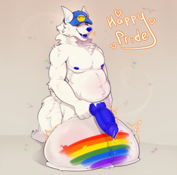 animal_genitalia animal_penis anthro aroused balls baseball_cap belly big_balls big_penis bodily_fluids bulge canine_genitalia canine_penis clothing cock_vore ears_up eating egg frost fur genital_fluids genitals gesture happy hat headgear headwear holding_penis huge_penis hyper hyper_genitalia hyper_penis knot knotted_penis leaking_precum lgbt_pride lips male multicolored_body multicolored_fur musclegut muscular navel nipples overweight penile penis precum pride_color_flag pride_colors solo suggestive suggestive_gesture teeth tongue vein veiny_penis vore rattiequa lgbt_pride_month canid canine canis mammal wolf absurd_res hi_res