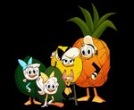 anthro avocado avocado_costume clothing costume female food food_costume fruit group lemon lemon_costume lime lime_costume male pineapple pineapple_costume plant khionyohannmendoza disney daisy_duck donald_duck june_duck may_duck anatid anseriform avian bird duck absurd_res alpha_channel hi_res