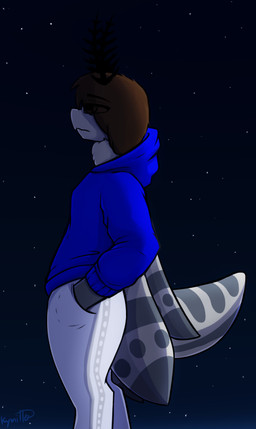 anthro femboy hand_in_pocket male night pockets solo star kymitto kymi_mattos_(character) arthropod insect lepidopteran moth absurd_res hi_res