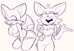 anthro bent_over big_breasts breasts butt cleavage clothed clothing female half-closed_eyes hand_on_hip looking_away narrowed_eyes solo tail wings pest0sauce sega sonic_the_hedgehog_(series) rouge_the_bat bat mammal 2025 hi_res multiple_images sketch