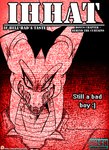 2018 anthro bodily_fluids bust_portrait clothing comic cover cover_art cover_page digital_media_(artwork) dragon drooling english_text grin horn if_hell_had_a_taste jacket male mythological_creature mythological_scalie mythology portrait saliva scales scalie scar skylar_fidchell smile solo text topwear umbrella viroveteruscy