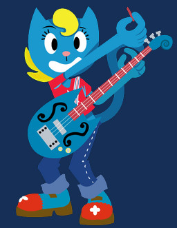 bass_guitar blonde_hair blue_body blue_fur clothed clothing fur guitar hair musical_instrument plucked_string_instrument solo string_instrument dbkit parappa_the_rapper sony_corporation sony_interactive_entertainment um_jammer_lammy katy_kat domestic_cat felid feline felis mammal alpha_channel