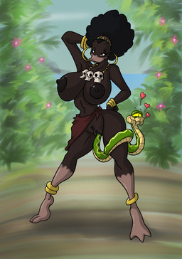 afro anthro anthro_on_feral anthro_penetrated areola bestiality big_breasts black_coded bottomwear breasts clitoris clothing duo ear_piercing ear_ring erect_nipples female female_on_feral female_penetrated feral feral_penetrating feral_penetrating_anthro forest genitals heart_symbol hoop_ear_ring huge_breasts interspecies loincloth looking_at_viewer male male/female male_on_anthro male_penetrating male_penetrating_female nipples non-mammal_breasts nude outside penetration piercing plant pubes ring_piercing sex standing tail tail_fetish tail_in_vagina tail_insertion tail_play tail_sex toony tree vaginal vaginal_penetration vulva wide_hips lordstevie anatid anseriform avian bird duck reptile scalie snake hi_res