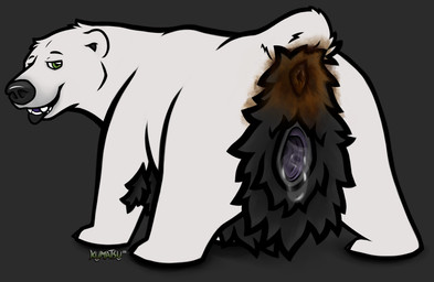 ambiguous_fluids anal_hair anus armpit_hair belly_hair black_body_hair black_pubes bodily_fluids body_hair butt dirty_anus excessive_body_hair feces female feral fur gaping gaping_vagina genital_fluids genitals green_eyes hairy hairy_vulva hyper_body_hair hyper_pubes looking_at_viewer looking_back nude open_mouth presenting presenting_anus presenting_hindquarters presenting_vulva pubes quadruped raised_tail smeared_scat smile solo spread_legs spreading tail teeth vulva white_body white_fur kumatsu bear mammal polar_bear ursine digital_media_(artwork)