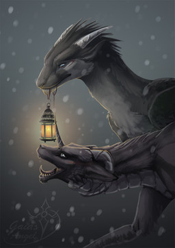 blue_eyes curved_horn duo feral horn lamp lantern open_mouth simple_background teeth tongue pechschwinge mythology dragon mythological_creature mythological_scalie scalie