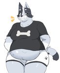 anthro belly blush bottomwear breasts clothing eyelashes female obese overweight shirt shorts slightly_chubby solo t-shirt tail thick_thighs topwear wide_hips goldie_fenc bluey_(series) trixie_heeler hi_res