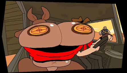 anthro areola_outline big_breasts bouncing_breasts breasts clothing curvy_figure desert driving driving_car duo female huge_breasts humor male medium_truck pasties shocked surprised topwear truck tube_top van vehicle voluptuous wardrobe_malfunction superiorfox garry's_mod team_fortress_2 valve heavy_(team_fortress_2) sniper_(team_fortress_2) human kangaroo macropod mammal marsupial animated digital_media_(artwork) frame_by_frame microsoft_paint_(artwork) short_playtime video