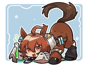 ahoge ass_up brown_body brown_hair clothing coat ear_piercing female hair lab_coat laboratory_equipment laboratory_glassware necktie piercing scientific_instrument solo tail taurified test_tube topwear oldnight cygames european_mythology greek_mythology mythology uma_musume_pretty_derby agnes_tachyon_(pretty_derby) centaur equid equid_taur equine equine_taur humanoid_taur mammal mammal_taur taur