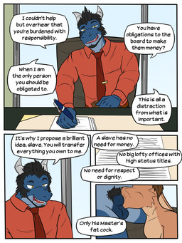 anthro balls beard black_beard black_facial_hair black_hair black_pubes brown_hair chair clothing dialogue dominant dominant_male duo facial_hair fellatio fountain_pen furniture genitals hair hand_on_head horn male male/male necktie on_chair oral paper pen penile pubes red_clothing red_necktie red_shirt red_topwear sex shirt sitting sitting_on_chair speech_bubble submissive submissive_male text topwear under_table whiskers yellow_eyes fuze mythology dragon lagomorph leporid mammal mythological_creature mythological_scalie rabbit scalie 3:4 comic english_text hi_res