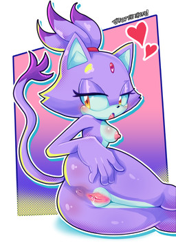 anthro anus blush bodily_fluids breasts butt eyelashes fangs female fur genital_fluids genitals hair heart_symbol medium_breasts nipples nude nude_anthro nude_female open_mouth pink_nipples ponytail purple_body purple_fur purple_hair simple_background solo tail teeth thick_thighs vaginal_fluids vulva yellow_eyes jarvidtakero sega sonic_the_hedgehog_(series) blaze_the_cat domestic_cat felid feline felis mammal 2026 absurd_res digital_drawing_(artwork) digital_media_(artwork) hi_res