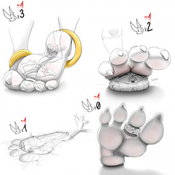 4_toes anthro claws digit_ring duo feet flattened flattening_fetish foot_fetish foot_focus foot_play inanimate_transformation jewelry ring soles stomping stuck_to_foot toe_claws toe_ring toes trampling transformation underfoot jigglyjuggle animate_inanimate 1:1 hi_res