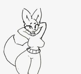 anthro big_breasts breasts clothing female leggings legwear simple_background solo sweater thick_thighs tight_clothing topwear wide_hips ka'zar canid canine fox mammal animated animated_gif hi_res short_playtime