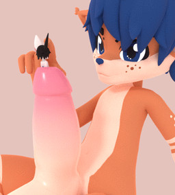 anthro big_penis blue_eyes blue_hair brown_body cock_vore duo extreme_size_difference fur genitals hair huge_penis humanoid_genitalia humanoid_penis macro male male/male micro multicolored_body multicolored_fur nude penile penis size_difference vore kris-kawaii x_(kris-kawaii) deer lagomorph leporid mammal rabbit 3d_(artwork) 3d_animation animated animated_gif digital_media_(artwork) low_res short_playtime