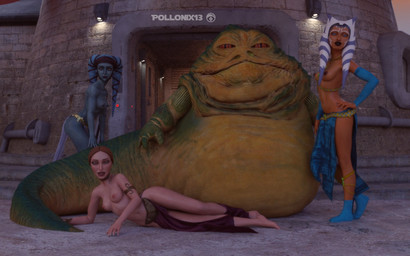 barefoot blue_body blue_skin breasts brown_hair feet female group hair lekku_(anatomy) nipples on_ground slave pollonix13 star_wars aayla_secura ahsoka_tano jabba_the_hutt padme_amidala alien human humanoid hutt mammal togruta twi'lek 16:10 3d_(artwork) digital_media_(artwork) hi_res widescreen