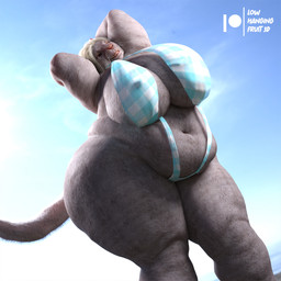 anthro beach belly big_breasts big_butt bikini blonde_hair breasts butt clothing elderly elderly_female female hair hands_behind_back legwear looking_at_viewer mature_anthro mature_female multiple_angles navel obese obese_anthro obese_female one-piece_swimsuit overweight overweight_anthro overweight_female pose seaside solo standing swimwear thick_thighs thigh_highs two-piece_swimsuit wide_hips lowhangingfruit3d marianne_(lhf3d) mammal rodent 1:1 3d_(artwork) daz_studio_(artwork) digital_media_(artwork) hi_res pinup