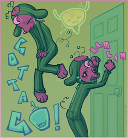anthro bathroom_denial bladder clothing full_bladder male omorashi onesie organs solo young werehouse cocomelon canid canine canis domestic_dog mammal absurd_res hi_res