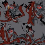 bed bedroom_eyes big_dom_small_sub bodily_fluids dominant duo feathers feet furniture genitals imminent_sex kissing larger_male male male/male narrowed_eyes nude pose seductive size_difference size_swap smaller_male sweat tail tail_feathers talons toes danidrawsandstuff helluva_boss blitzo_(helluva_boss) stolas_(helluva_boss) avian bird demon imp owl owl_demon 1:1 censored hi_res pinup