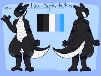 3_fingers belly biped blue_eyes fingers machine male screen screen_face solo tail white_belly ratking_(artist) hex_(hexagoon) android robot synth_(vader-san) 4:3 hi_res model_sheet