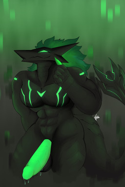 anthro armor balls big_balls big_penis bodily_fluids dripping genital_fluids genitals glistening glistening_eyes lube machine male muscular muscular_male penis precum small_waist solo thick_thighs vurbz_hexahydrate mythology zutshy_(vurbz_hexahydrate) aquatic dragon fish mythological_creature mythological_scalie scalie shark absurd_res hi_res