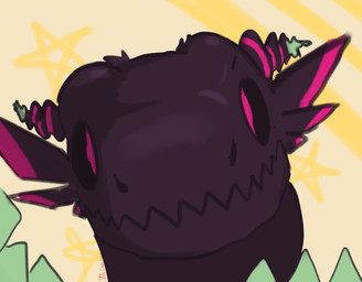 3_toes ambiguous_gender black_body black_fur black_sclera claws dipstick_ears ear_markings feet feral frill_(anatomy) fur green_claws green_ear_tips green_feet green_markings jagged_mouth long_ears looking_at_viewer markings mouth_closed multicolored_body multicolored_ears multicolored_frill pink_eyes pink_markings shaded_face simple_background snout solo star_symbol striped_ears striped_markings stripes toes zigzag_mouth itsdahexo rain_world videocult fan_character roea hybrid lizard lizard_(rain_world) reptile scalie colored hi_res shaded signature