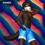 anthro bottomwear clothed clothing fur hair looking_at_viewer male nipples shorts smile solo standing teeth laionss domestic_ferret mammal mustelid musteline true_musteline weasel 1:1 2017 3d_(artwork) digital_media_(artwork) hi_res