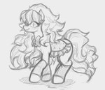 all_fours bow_ribbon eyelashes female feral fluffy fluffy_tail hooves long_mane long_tail looking_at_viewer saddle smile snout solo tack tail ather_os wild_manes candi_(wild_manes) equid equine horse mammal 2024 absurd_res black_and_white hi_res monochrome sketch