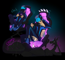 clothing duo female gaming_chair gaming_controller male torn_clothing transformation vore adelfrey mimic_(adelfrey) goo_creature human mammal mimic hi_res sequence