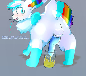 ass_up blue_penis bodily_fluids container cup feral genital_fluids genitals male male/male penis solo urine xevie_eevee_(artist) nintendo pokemon fan_character xevie_eevewhite(character) eevee generation_1_pokemon pokemon_(species) absurd_res hi_res