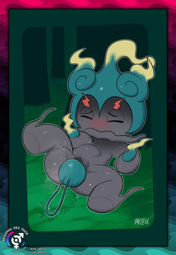 abdominal_bulge anal_beads anal_beads_in_vagina bodily_fluids border detailed_background eyes_closed female feral forest genital_fluids genitals grass lying masturbation nude on_back outside penetration plant sex_toy sex_toy_in_vagina sex_toy_insertion solo spread_legs spreading sweat sweatdrop teardrop tears text toying_self tree vaginal vaginal_fluids vaginal_penetration vulva yaksicle nintendo pokemon generation_7_pokemon legendary_pokemon marshadow marshadow_(zenith_form) pokemon_(species) digital_media_(artwork) english_text hi_res url