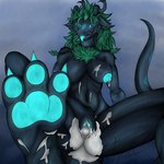 anthro bodily_fluids breasts claws cum cum_in_pussy cum_inside cum_on_body cum_on_breasts cum_on_feet cum_on_hand egg feet female genital_fluids genitals glowing glowing_claws glowing_eyes glowing_genitalia glowing_nipples glowing_pawpads glowing_pussy glowing_tongue lactating leaking_cum nipples oviposition pawpads pussy solo spread_pussy spreading tongue akai_rat mythology dragon mythological_creature mythological_scalie scalie absurd_res hi_res