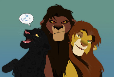 annoyed bedroom_eyes feral flirting fur gender_symbol group grumpy hair male male/male male_symbol melanistic narrowed_eyes open_mouth open_smile quadruped seductive simple_background smile speech_bubble suggestive suggestive_look symbol trio mstrpiece jumwo red_(redlinelies) zilvus felid leopard lion mammal pantherine hi_res