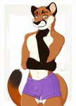 anthro blue_eyes boxer_briefs boxer_briefs_only bulge clothed clothing cougar detailed_bulge felid feline kwik_(artist) macsen_phloudio male mammal pinup pose smile solo thinking topless underwear underwear_only