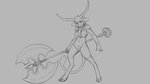 16:9 2020 anthro axe big_breasts bovid bovine breasts breasts_and_teats casual_nudity cattle clothing digital_drawing_(artwork) digital_media_(artwork) fantasy_weapon female fighting_pose fur genitals giant_weapon greataxe grey_background hair holding_object holding_weapon hooves horn long_horn looking_at_viewer mammal melee_weapon monochrome nipples nude oversized_weapon pose pussy simple_background solo standing tail tail_tuft teats tuft udders watsup weapon widescreen