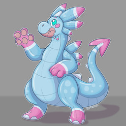 3_toes 4_fingers blue_body blue_eyes chibi feet fingers gloves_(marking) green_eyes inflatable leg_markings markings multicolored_body open_mouth pawpads paws pink_pawpads pink_tongue pool_toy socks_(marking) tail teeth toes tongue symrea mythology animate_inanimate dragon living_inflatable mythological_creature mythological_scalie scalie 1:1 2022 hi_res shaded