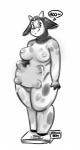 anthro areola big_breasts bodily_fluids breasts female genitals horn huge_breasts lactating looking_at_viewer milk nipples nude overweight overweight_anthro overweight_female pussy solo weighing_scale creamydonuts nintendo pokemon fan_character bovid bovine generation_2_pokemon mammal miltank pokemon_(species) 2014 absurd_res hi_res monochrome