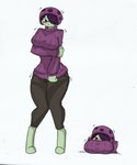 anthro big_breasts blush breasts clothing female larger_female size_difference small_waist solo sweater thick_thighs topwear wide_hips pace-maker electronic_arts plants_vs._zombies popcap_games scaredy-shroom hi_res