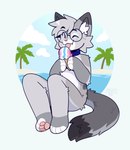 accessory anthro beach blep cloud collar dessert digital_media_(artwork) dipstick_ears dipstick_fingers dipstick_tail dipstick_toes domestic_cat ear_markings egyptian_mau eyewear felid feline felis femboy femboy_pride_colors fleurfurr food fur glasses grey_body hair hi_res ice_cream ice_cream_cone lgbt_pride licking looking_at_viewer male mammal markings multicolored_ears nixuelle one_eye_closed palm_tree pawpads paws pink_nose plant pride_color_food pride_colors sea simple_background sky solo spots subculture_pride_colors summer tail tail_markings teeth tongue tongue_out tree water wink winking_at_viewer