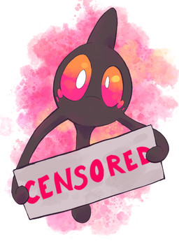 abstract_background ambiguous_gender censor_bar feral holding_object holding_sign looking_at_viewer orange_eyes pink_eyes sign solo text muzzzzz nintendo pokemon galarian_form galarian_yamask generation_8_pokemon pokemon_(species) regional_form_(pokemon) hi_res tagme