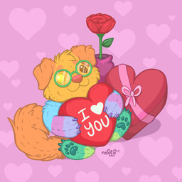 anthro candy chocolate dessert flower food holidays male plant plushie rose_(flower) solo naoto valentine's_day canid canine canis domestic_dog mammal werecanid werecanine werecreature weredog 1:1 hi_res