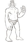 anthro barefoot beard big_hands clothed clothing colored_swimwear eyewear facial_hair feet goggles male nipples simple_background smile solo speedo swimwear teeth_showing topless whiskers white_background thegreatmatsutzu my_hero_academia selkie_(my_hero_academia) mammal marine pinniped seal black_and_white monochrome sketch