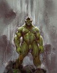 balls biceps big_glans big_penis flaccid genitals glans green_arms green_balls green_body green_chest green_fingers green_hands green_head green_legs green_nipples green_penis green_skin hair male male_humanoid muscular muscular_humanoid muscular_male navel nipples not_furry nude pecs penis raining red_eyes solo standing thick_penis tusks crona_(artist) humanoid orc hi_res