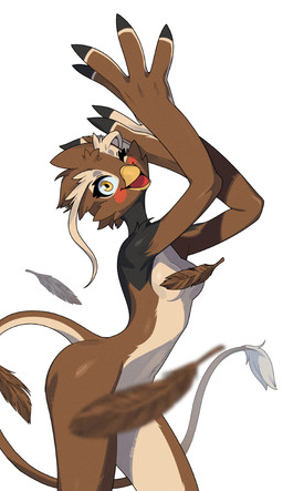 anthro beak biped breasts butt convenient_censorship countershade_torso countershading feathers female front_view looking_at_viewer navel non-mammal_breasts non-mammal_navel nude nude_anthro nude_female simple_background small_breasts smile solo standing tail tongue nulia phoebe_(narley) avian bird 2026 digital_drawing_(artwork) digital_media_(artwork) hi_res