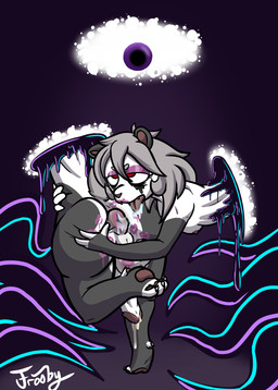 1_eye anthro anus big_butt bodily_fluids butt dripping drooling eldritch eyeshadow femboy fondling genital_fluids grey_body grey_hair hair horror_(theme) kiss_mark kiss_mark_on_anus kiss_mark_on_balls kiss_mark_on_butt kiss_on_butt kissing kissing_own_genitals latex leaking_precum lipstick lipstick_fetish magic makeup male mascara pawpads portal precum precum_drip puffy_anus running_makeup running_mascara saliva saliva_on_anus saliva_string self_fondle selfcest simple_background solo square_crossover tentacles tongue tongue_out white_body wide_hips frooby bartholomew_(losthexer) bear eldritch_being giant_panda mammal 2022 absurd_res hi_res signature
