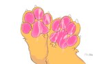 4_toes ambiguous_gender bodily_fluids claws cum cum_on_feet cum_on_pawpads feet feral foot_fetish foot_focus fur genital_fluids orange_body orange_fur pawpads paws simple_background solo toes reina_(artist) domestic_cat felid feline felis mammal 16:10 hi_res widescreen