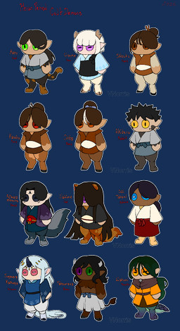 1_eye ambiguous_gender antlers asian_clothing black_hair black_markings blue_clothing blue_eyes bow_ribbon brown_clothing brown_eyes brown_hair clothed clothing cloven_hooves curled_ears east_asian_clothing female green_eyes green_hair grey_clothing group hair hair_bun heterochromia hooves horizontal_pupils horn japanese_clothing jewelry kimono male markings obi orange_clothing orange_eyes pantsless paws pink_eyes ponytail pupils purple_eyes red_clothing red_eyes shirtless simple_background slit_pupils tail transparent_background white_hair white_markings white_pupils yellow_eyes puppetmaster13uwu cult_of_the_lamb demon_slayer jujutsu_kaisen kimetsu_no_yaiba massive_monster_(studio) mythology nakime_(demon_slayer) uraume_(jujutsu_kaisen) bison bovid bovine camelid deer domestic_cat echidna equid equine felid feline felis humanoid lagomorph leporid llama mammal mephitid monotreme mythological_creature mythological_equine pangolin rabbit skunk tailed_humanoid unicorn alpha_channel